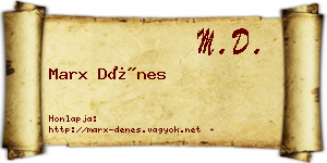 Marx Dénes névjegykártya